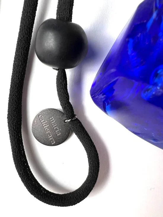 MARIA CALDERARA SS 24 Paper Mache/Cobalt Blue Murano Glass Necklace NWT - Picture 3 of 8